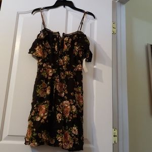 Black Floral Dress with Cold Shoulder